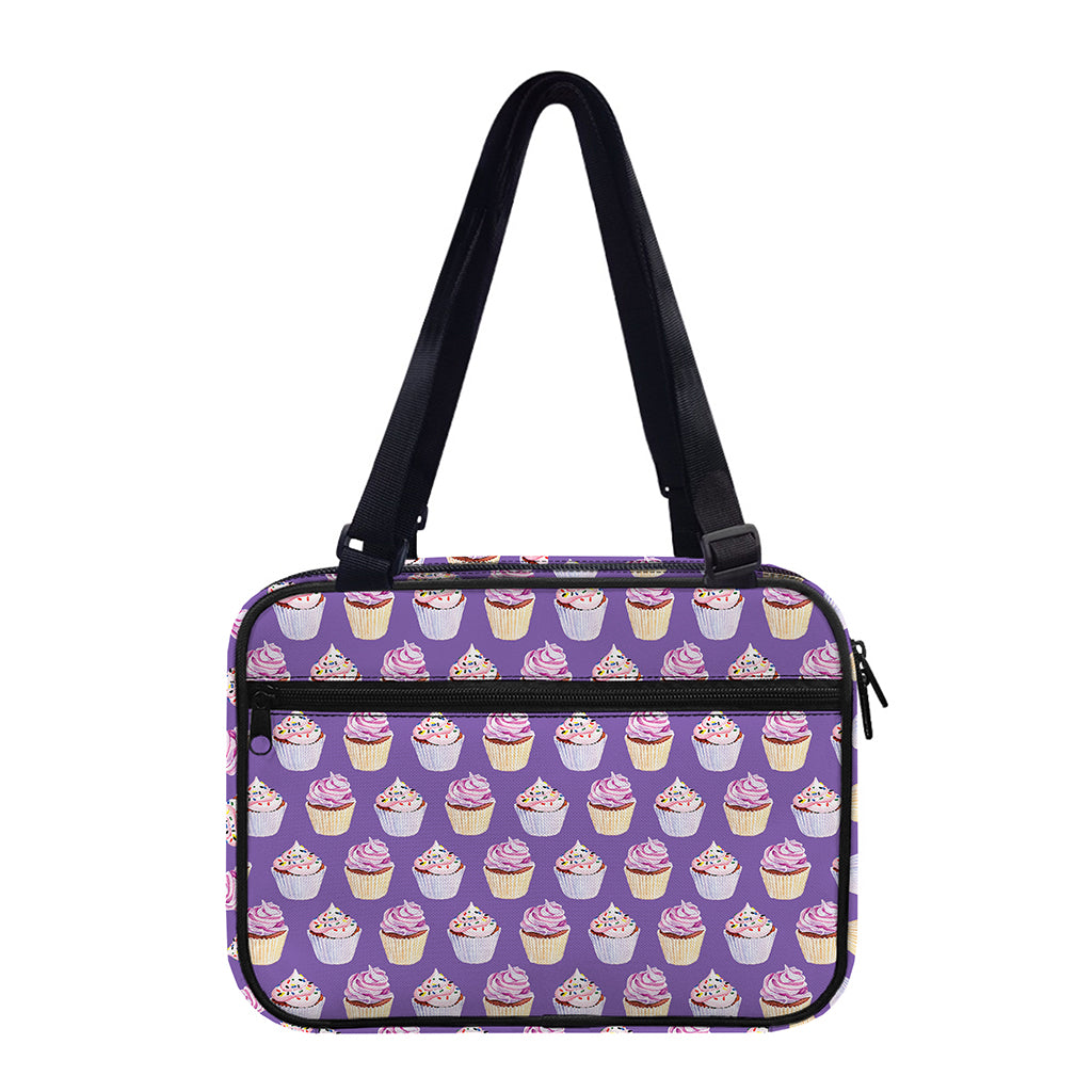 Purple Cupcake Pattern Print Double Strap Bible Bag