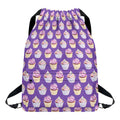 Purple Cupcake Pattern Print Drawstring Backpack