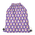 Purple Cupcake Pattern Print Drawstring Bag