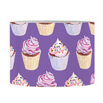 Purple Cupcake Pattern Print Drum Lamp Shade