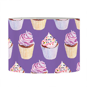 Purple Cupcake Pattern Print Drum Lamp Shade