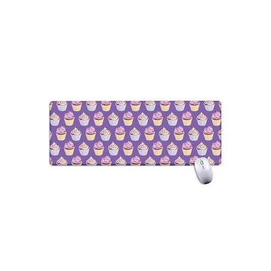 Purple Cupcake Pattern Print Extended Mouse Pad