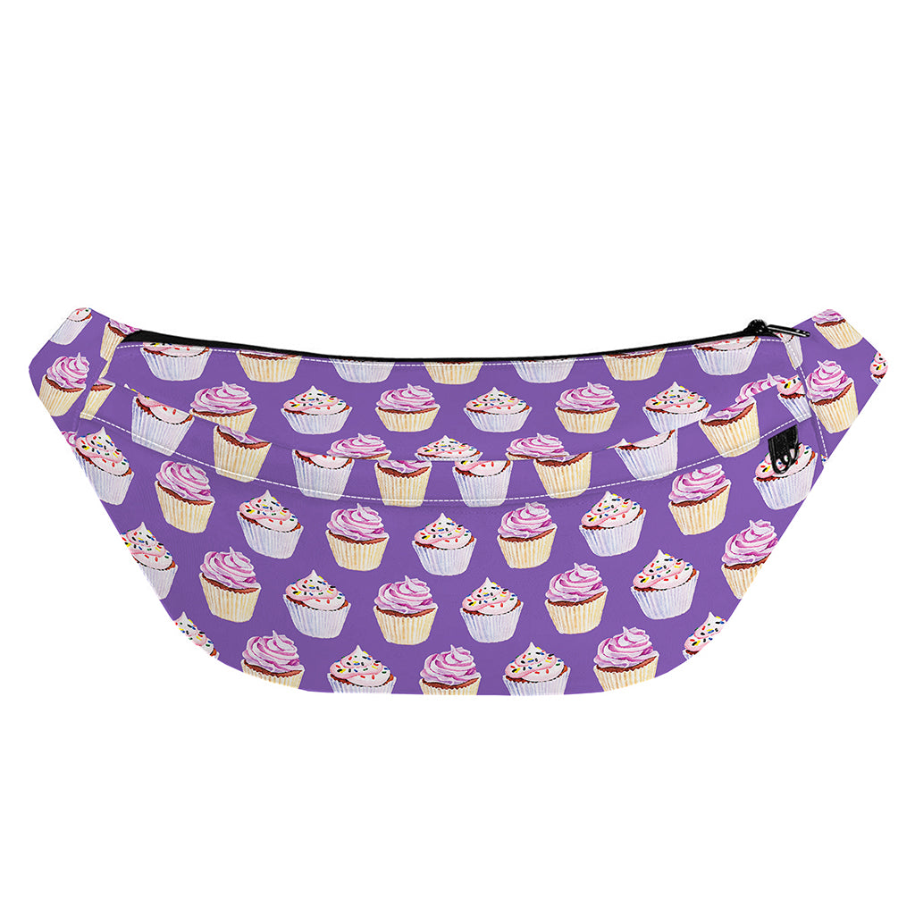 Purple Cupcake Pattern Print Fanny Pack