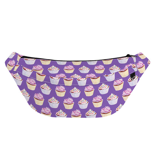 Purple Cupcake Pattern Print Fanny Pack