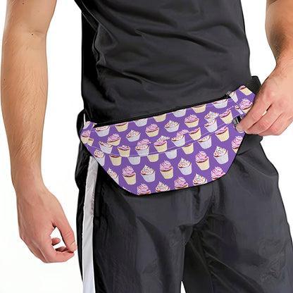 Purple Cupcake Pattern Print Fanny Pack