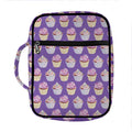 Purple Cupcake Pattern Print Front Pocket Bible Bag