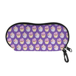 Purple Cupcake Pattern Print Glasses Case