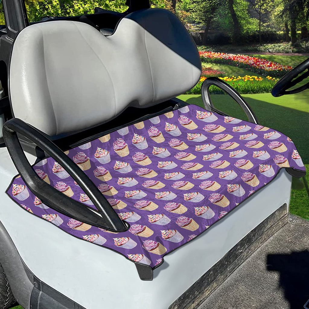Purple Cupcake Pattern Print Golf Cart Seat Cover