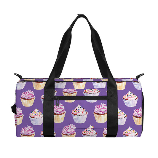 Purple Cupcake Pattern Print Gym Bag