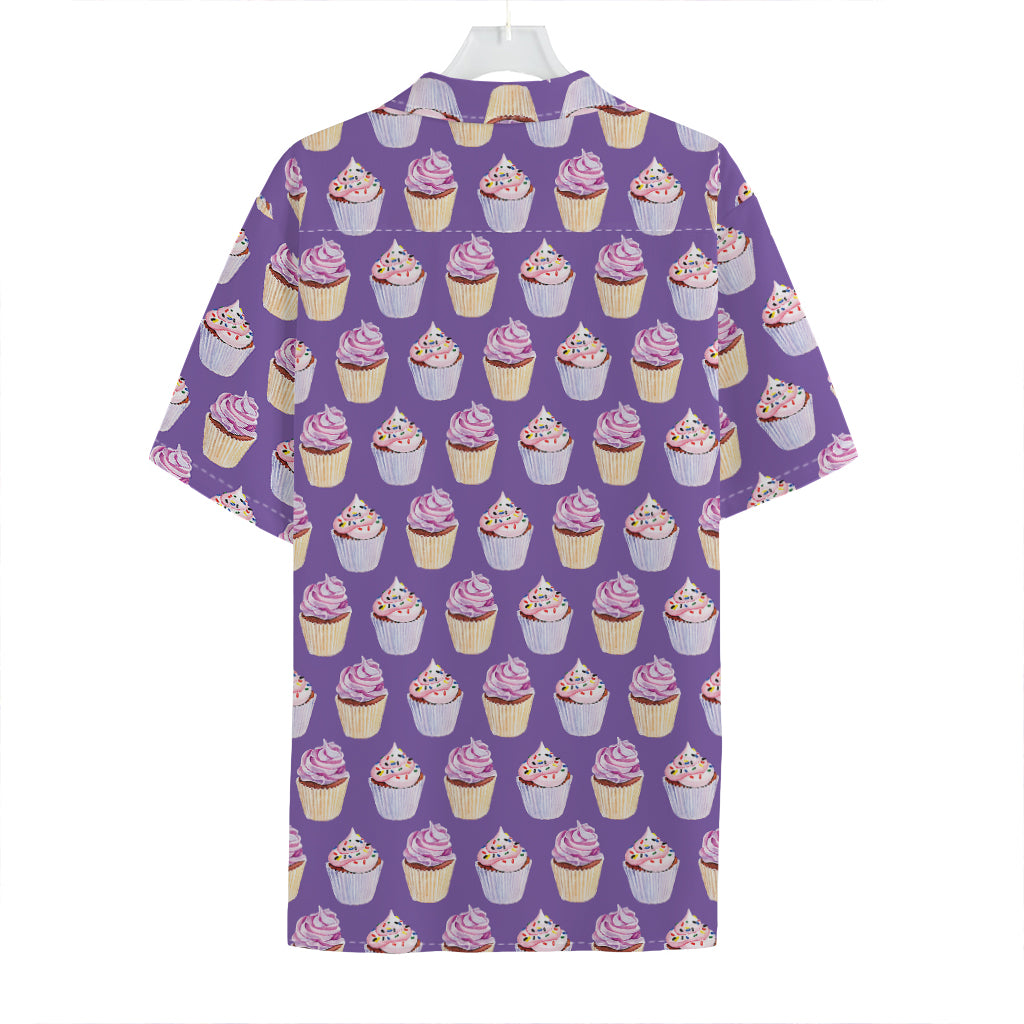 Purple Cupcake Pattern Print Hawaiian Shirt