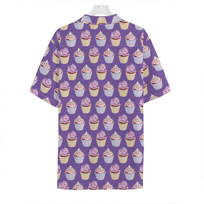 Purple Cupcake Pattern Print Hawaiian Shirt
