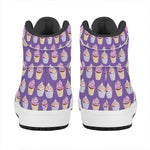 Purple Cupcake Pattern Print High Top Leather Sneakers