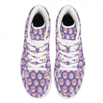 Purple Cupcake Pattern Print High Top Leather Sneakers
