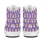 Purple Cupcake Pattern Print High Top Leather Sneakers