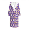 Purple Cupcake Pattern Print Hooded Bathrobe