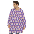 Purple Cupcake Pattern Print Hoodie Blanket