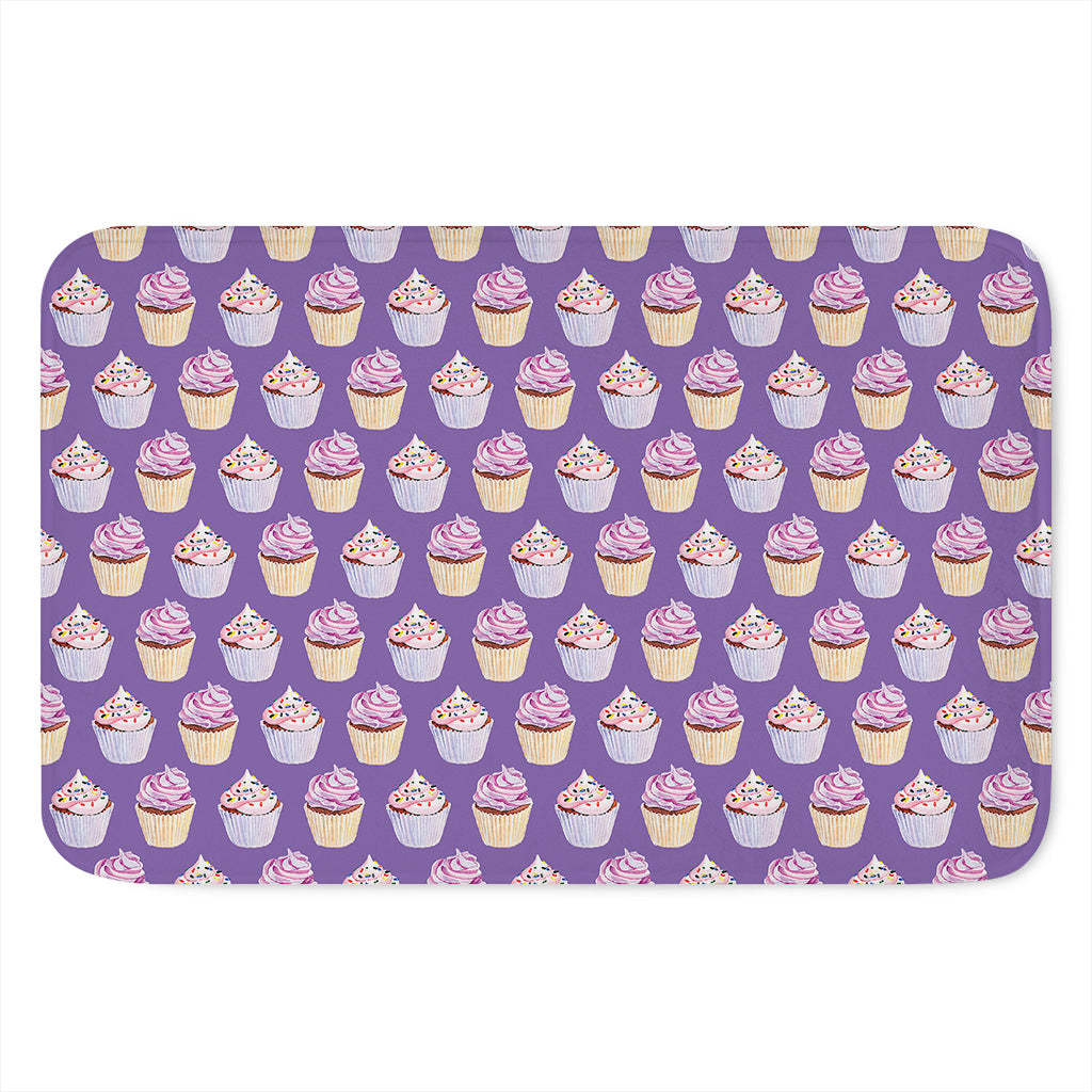 Purple Cupcake Pattern Print Indoor Door Mat