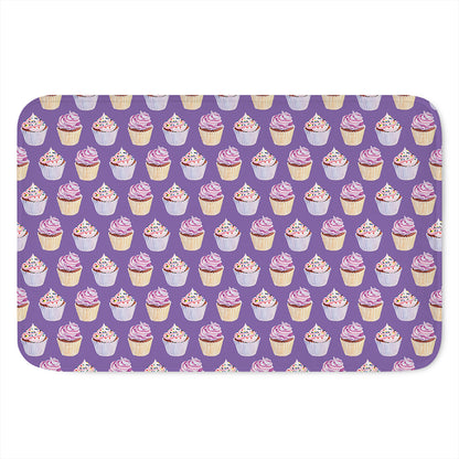Purple Cupcake Pattern Print Indoor Door Mat