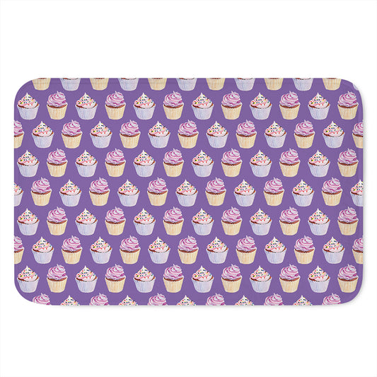 Purple Cupcake Pattern Print Indoor Door Mat