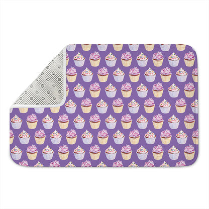 Purple Cupcake Pattern Print Indoor Door Mat