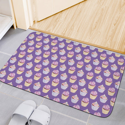 Purple Cupcake Pattern Print Indoor Door Mat
