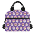 Purple Cupcake Pattern Print Insulated Lunch Bag