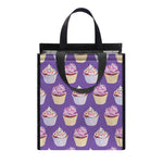 Purple Cupcake Pattern Print Insulated Lunch Tote