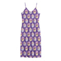 Purple Cupcake Pattern Print Jersey Midi Cami Dress