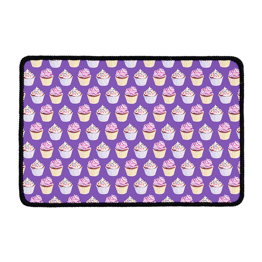 Purple Cupcake Pattern Print Kitchen Mat