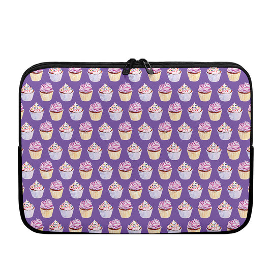 Purple Cupcake Pattern Print Laptop Sleeve
