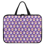 Purple Cupcake Pattern Print Laptop Sleeve With Handle