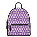 Purple Cupcake Pattern Print Leather Backpack