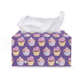 Purple Cupcake Pattern Print Leather Tissue Box Cover