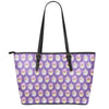Purple Cupcake Pattern Print Leather Tote Bag