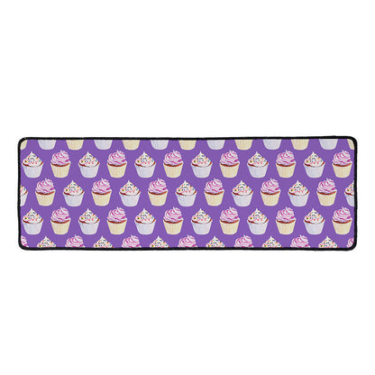 Purple Cupcake Pattern Print Long Kitchen Mat