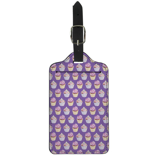Purple Cupcake Pattern Print Luggage Tag