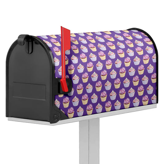 Purple Cupcake Pattern Print Mailbox Cover