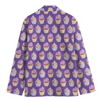 Purple Cupcake Pattern Print Men's Blazer