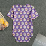 Purple Cupcake Pattern Print Men's Bodysuit
