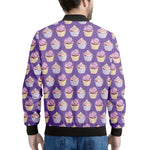 Purple Cupcake Pattern Print Men's Bomber Jacket