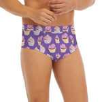 Purple Cupcake Pattern Print Men's Briefs