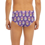 Purple Cupcake Pattern Print Men's Briefs