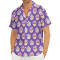 Purple Cupcake Pattern Print Men's Deep V-Neck Shirt
