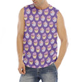 Purple Cupcake Pattern Print Men's Fitness Tank Top