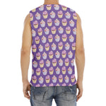 Purple Cupcake Pattern Print Men's Fitness Tank Top