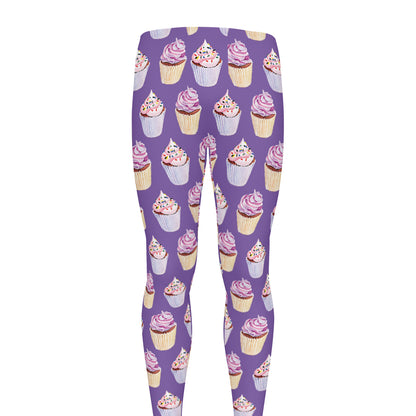 Purple Cupcake Pattern Print Men's leggings