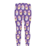 Purple Cupcake Pattern Print Men's leggings