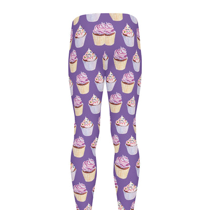 Purple Cupcake Pattern Print Men's leggings