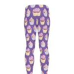 Purple Cupcake Pattern Print Men's leggings