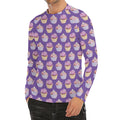 Purple Cupcake Pattern Print Men's Long Sleeve Rash Guard